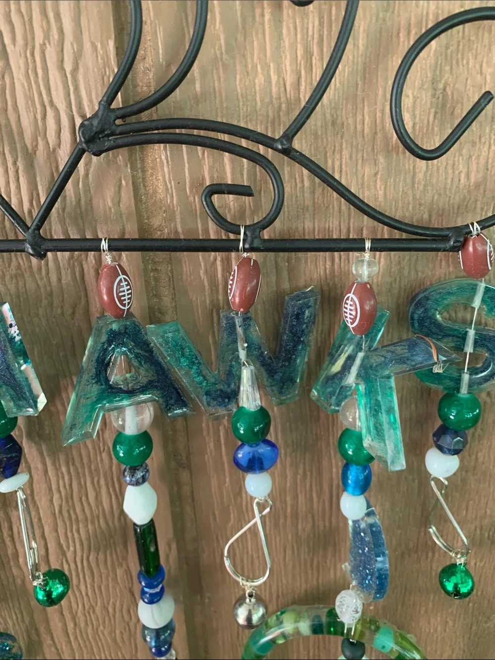 Seahawks Green & Blue Beaded Wall Hanging